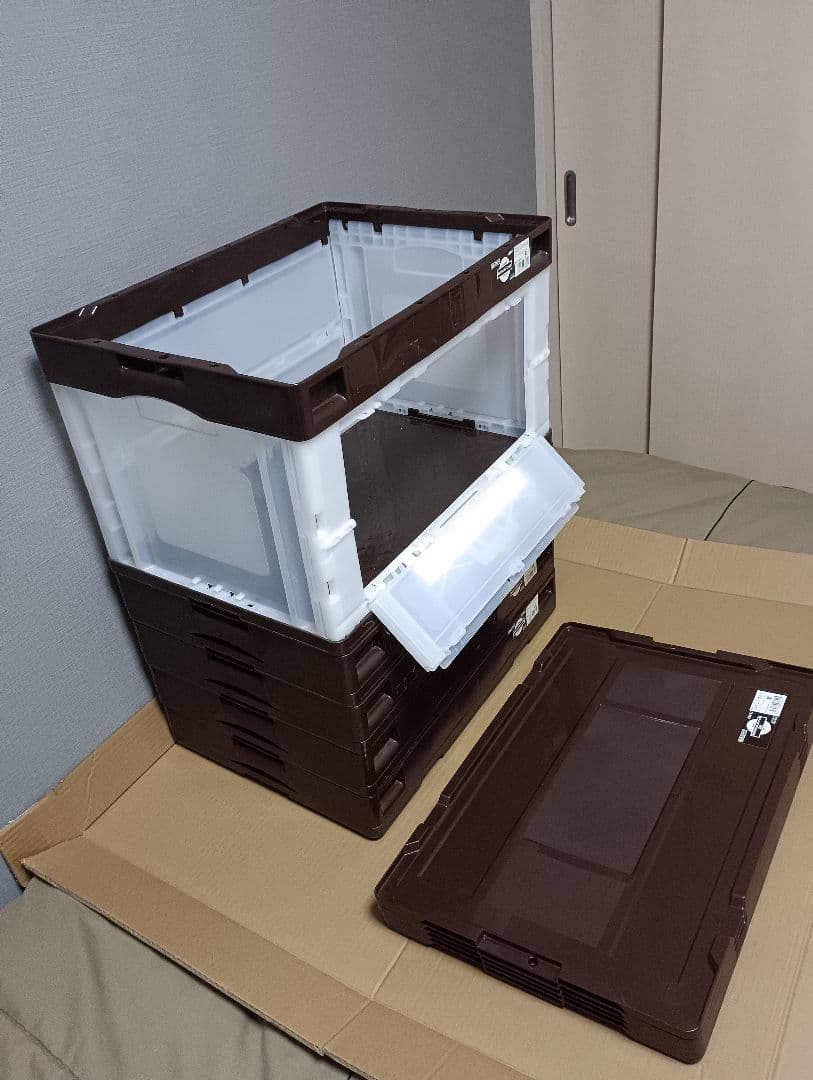 中古③　5個セット　折りたたみコンテナ　50L 長辺扉付　蓋あり