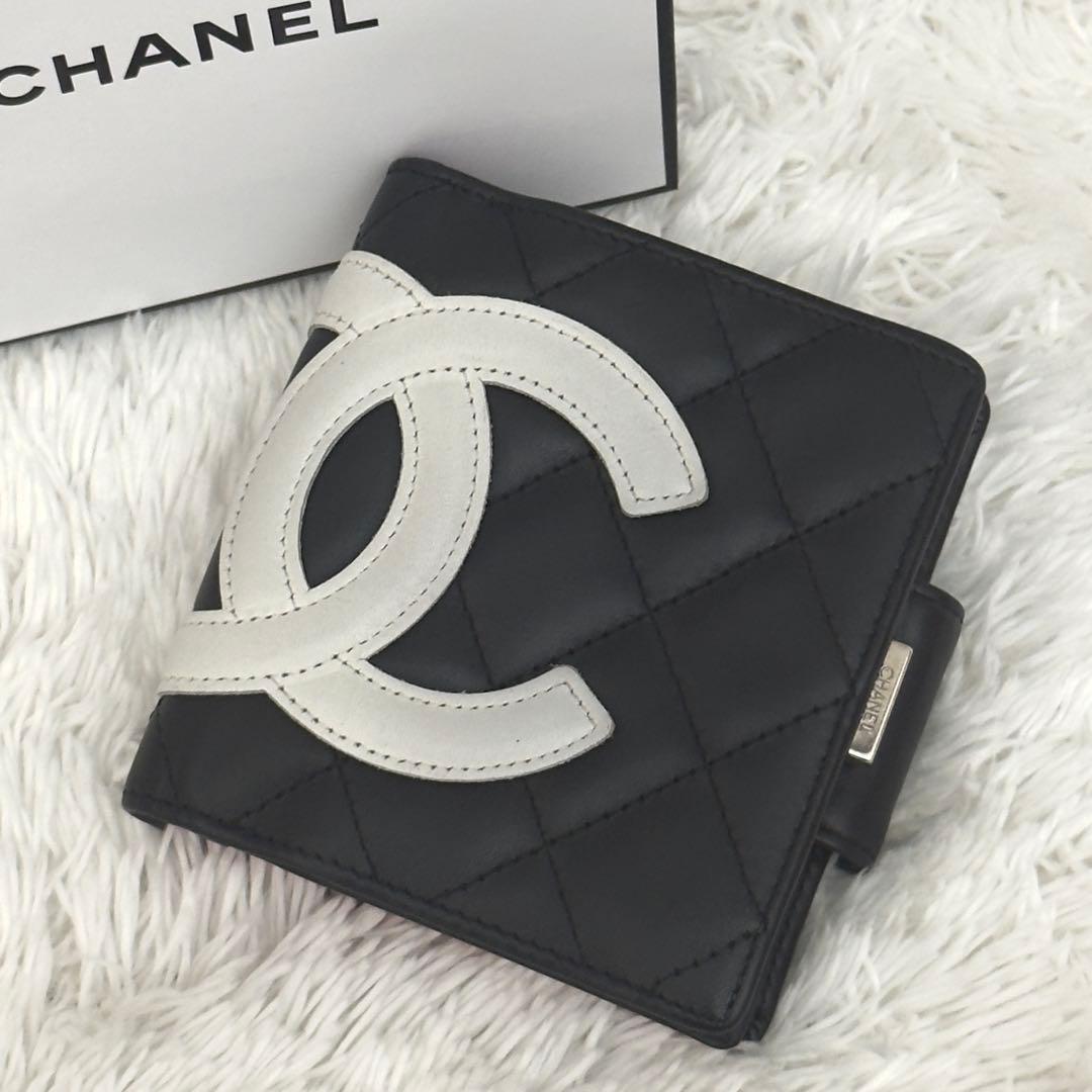 極美品⭐️CHANEL シャネル カンボンライン 二つ折り レザー ココマーク