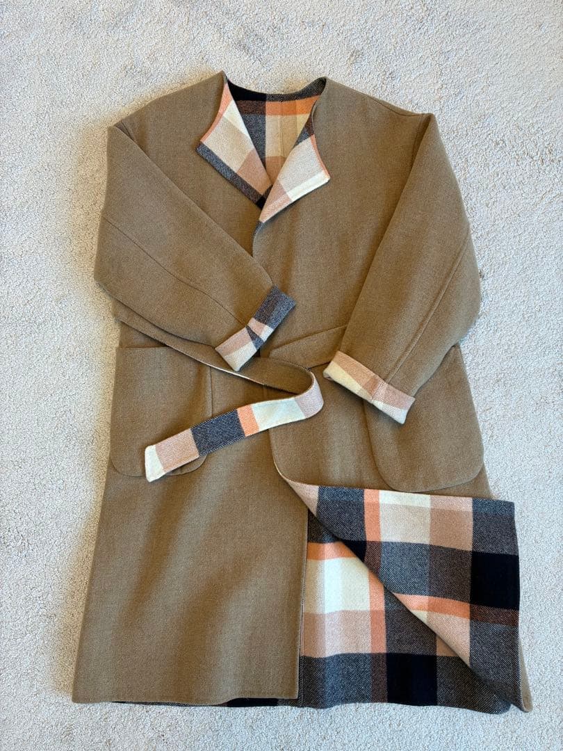ブルーレーベル♡　ベージュ チェックリバーシブルコート♡38