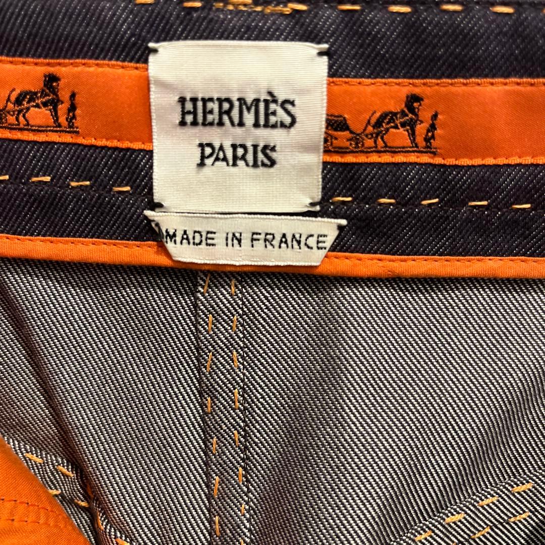 HERMÈS パープル系インディゴブルー ストレートデニム　36