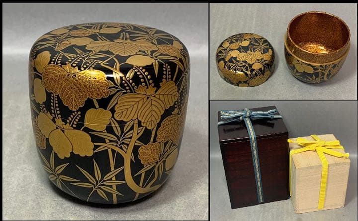 桐竹蒔絵大棗　大下香仙　茶道具