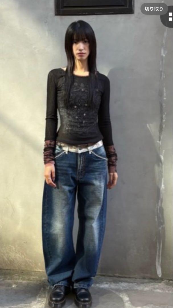 【新品タグ付き】Sculptor ビーズデニム ブルー Sサイズ