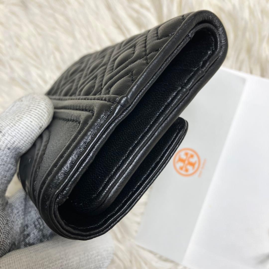 【極美品】トリーバーチ＊キルティング 三つ折りレザーブラック