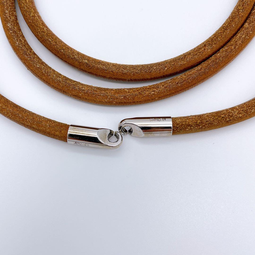 HERMES レザー ロングチョーカー 2WAY ブレスレット ブラウン