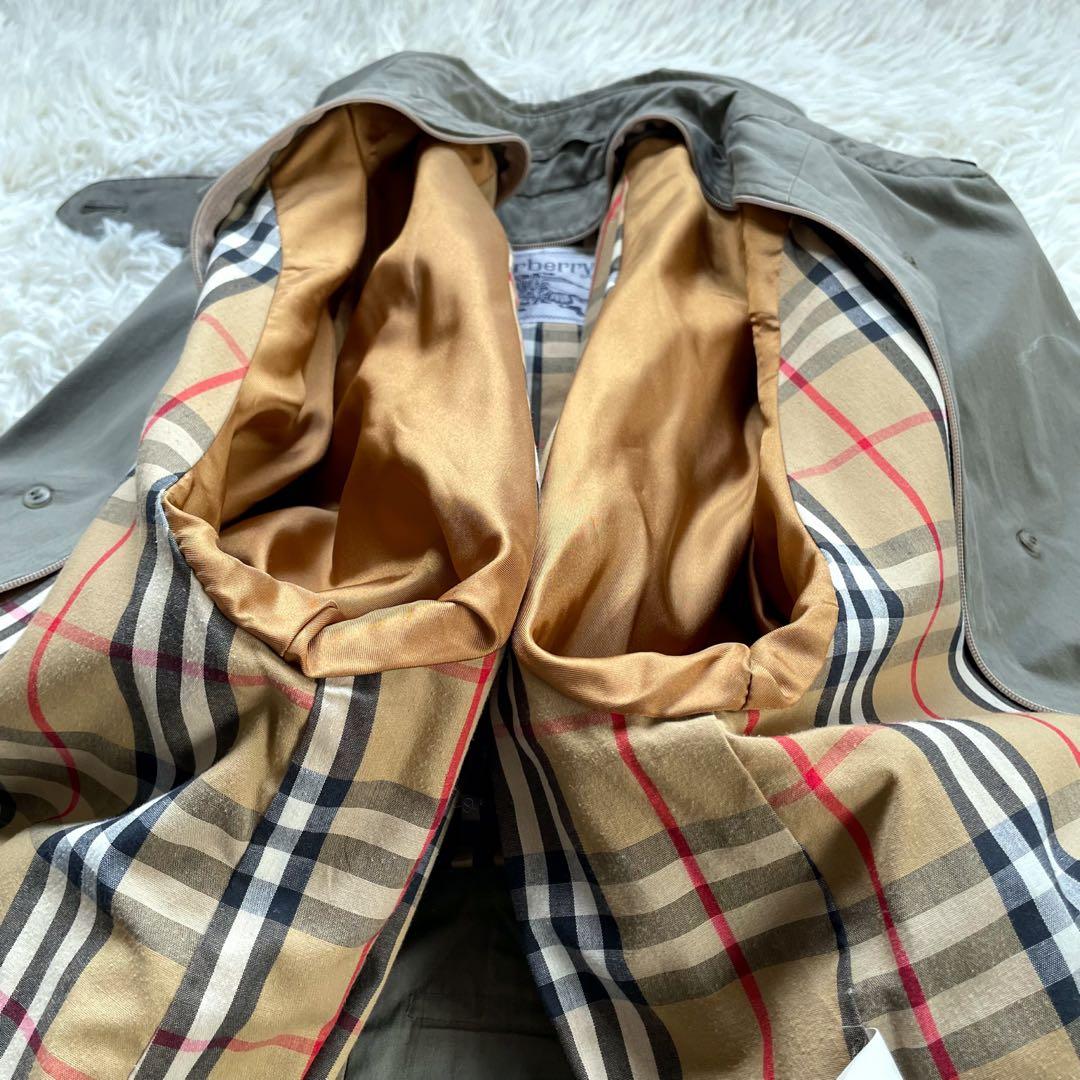 Burberrys バーバリーカーキトレンチコートノバチェックライナーベルト付属