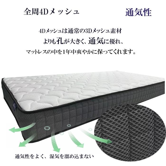 マットレス セミダブル 21cm 硬め 通気 耐久 腰痛対策 体圧分散 コイル