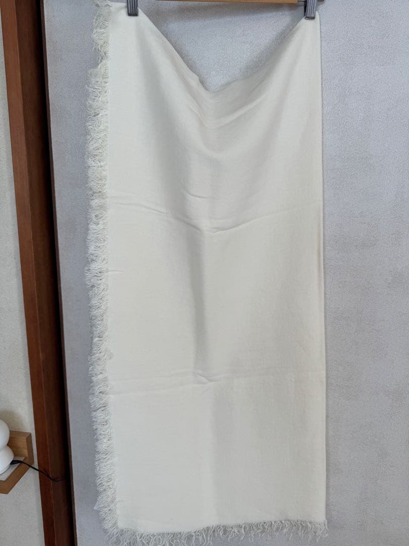 ASAUCE MÉLER リネンストール ホワイト フリンジ付き アソースメレ