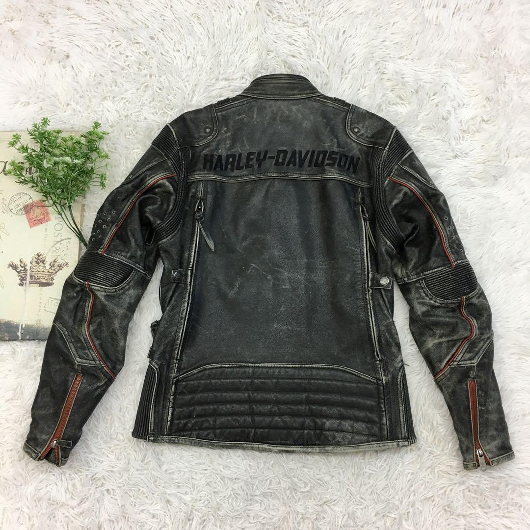 ハーレーダビッドソン レザージャケット シングル ライダース グランジ Y2K