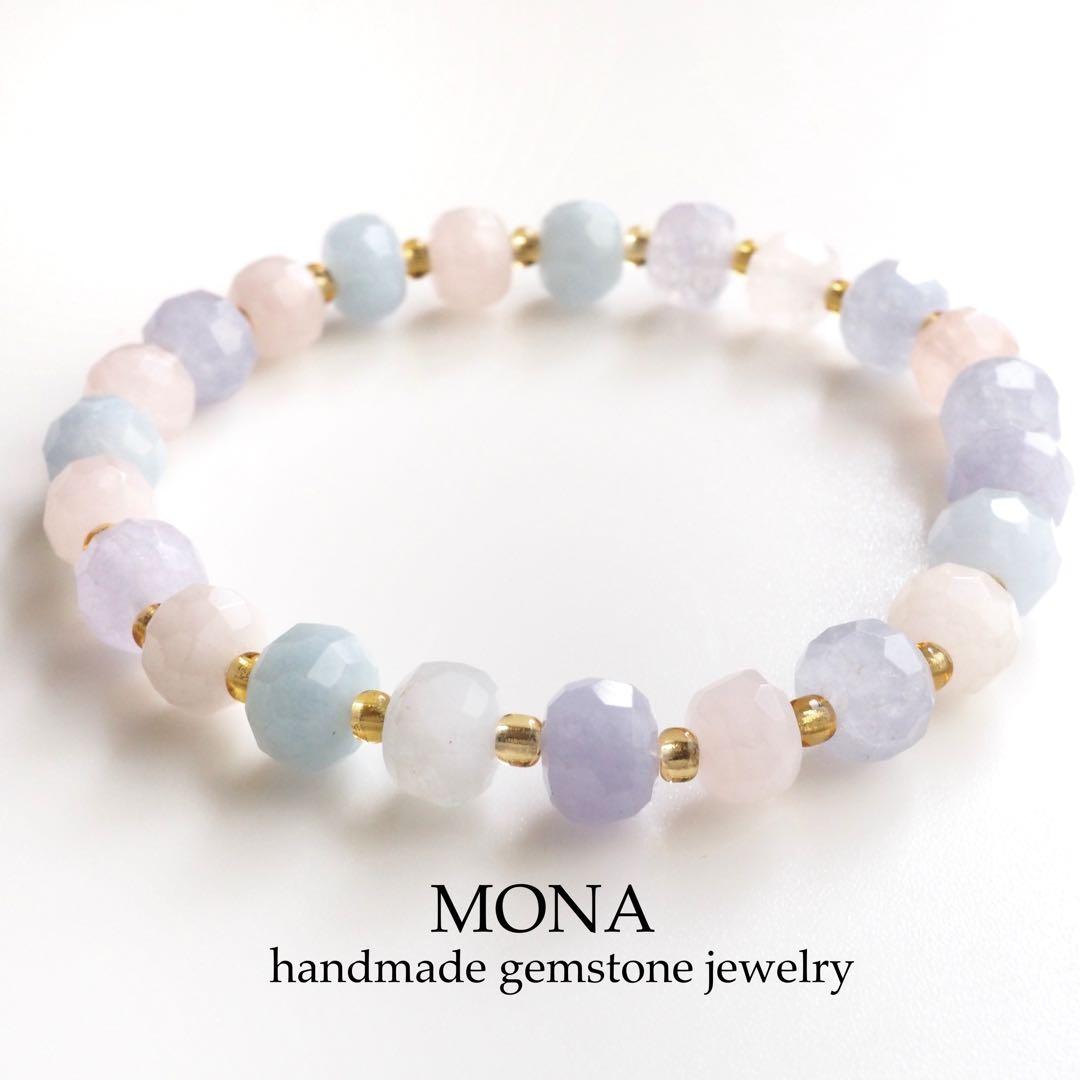 【はくとん( 'ω')ŧ‹\"ŧ‹\"】アクアマリンカルセドニーイヤリング