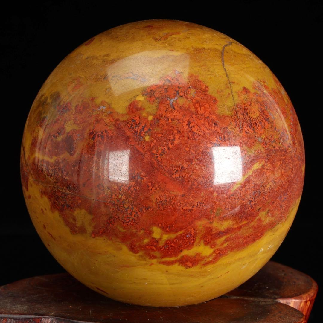 佐渡 赤玉石 赤石 玉石 丸玉 直径9㎝ 台座付 鑑賞石 水石 天然石 原石