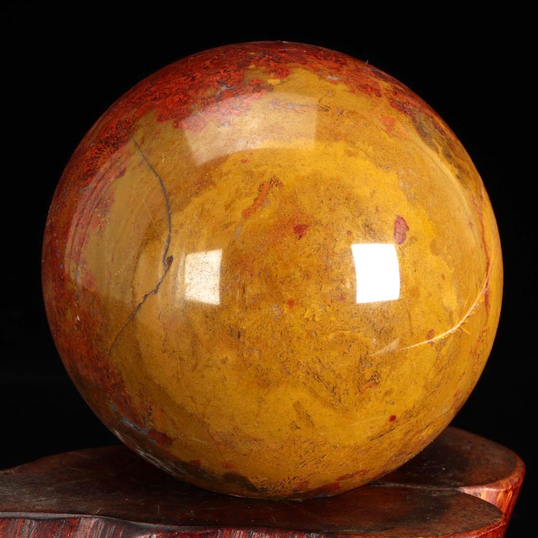 佐渡 赤玉石 赤石 玉石 丸玉 直径9㎝ 台座付 鑑賞石 水石 天然石 原石