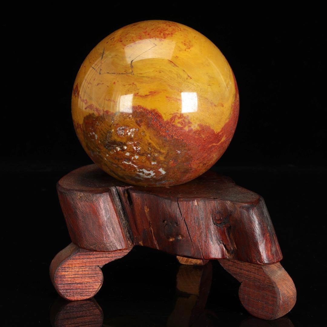 佐渡 赤玉石 赤石 玉石 丸玉 直径9㎝ 台座付 鑑賞石 水石 天然石 原石