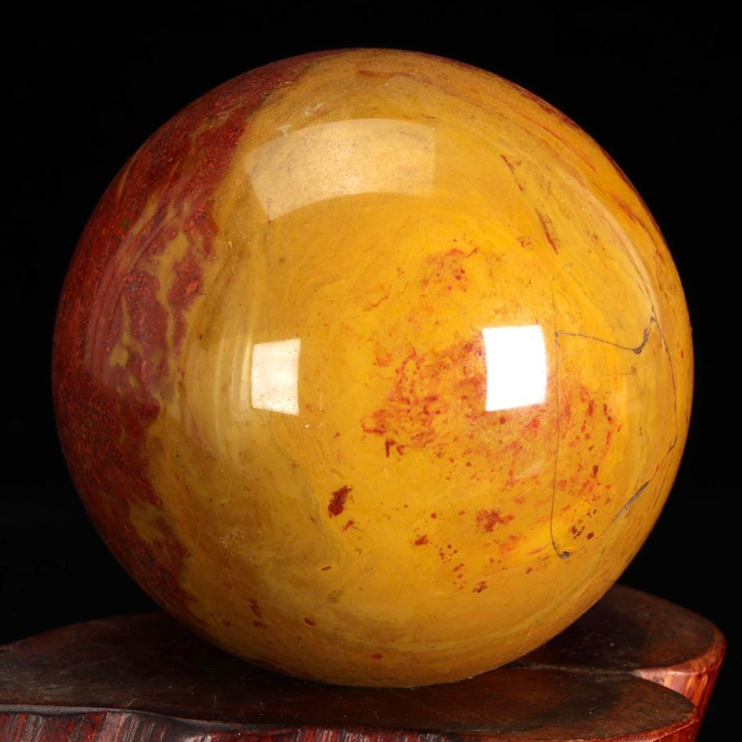 佐渡 赤玉石 赤石 玉石 丸玉 直径9㎝ 台座付 鑑賞石 水石 天然石 原石