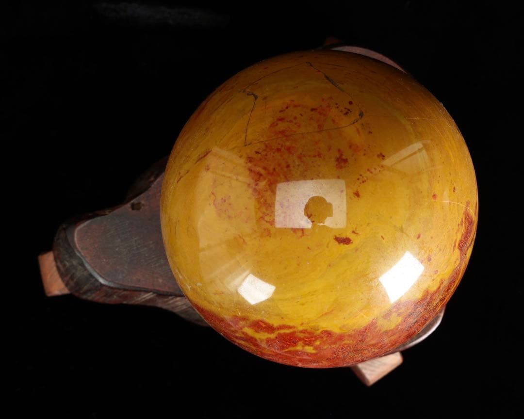 佐渡 赤玉石 赤石 玉石 丸玉 直径9㎝ 台座付 鑑賞石 水石 天然石 原石