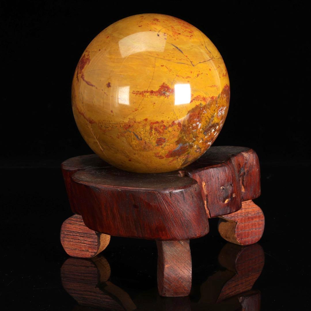 佐渡 赤玉石 赤石 玉石 丸玉 直径9㎝ 台座付 鑑賞石 水石 天然石 原石