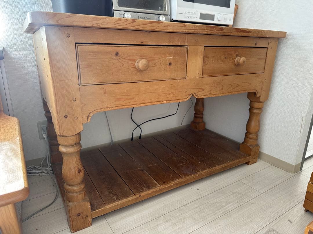 木製テーブル 収納付き