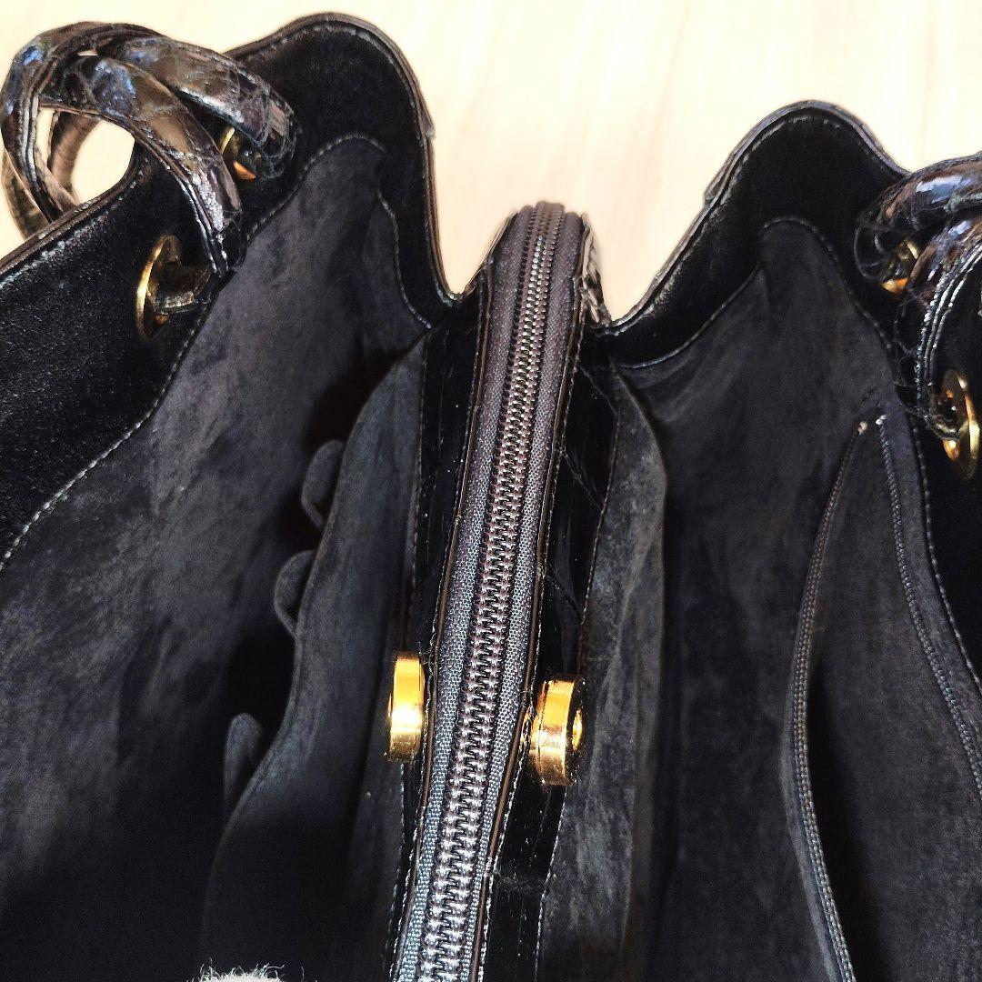 美品 JRA認定 日本製 シャイニング クロコダイル トートバック