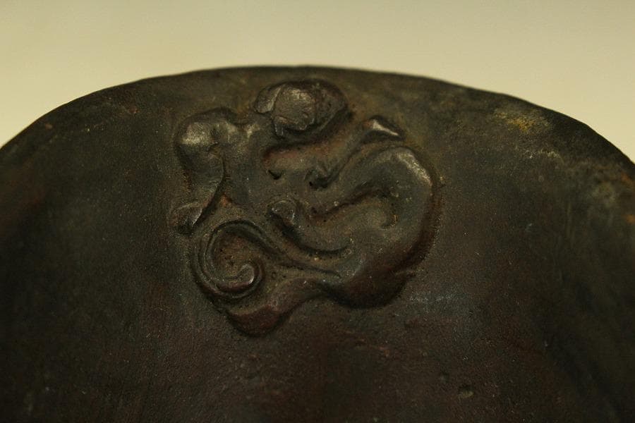 中国美術 古銅 龍紋 洗 文房具 匙(HA398)