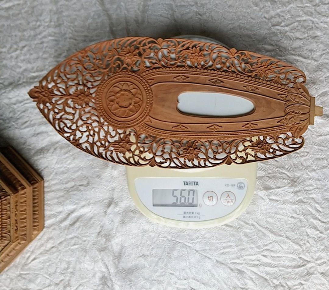 阿弥陀如来立像 6寸 #298 八角台座 宝相華唐草 ◆白檀 木彫 仏像