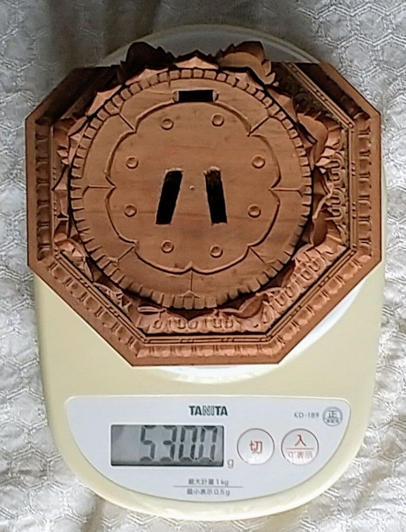 阿弥陀如来立像 6寸 #298 八角台座 宝相華唐草 ◆白檀 木彫 仏像