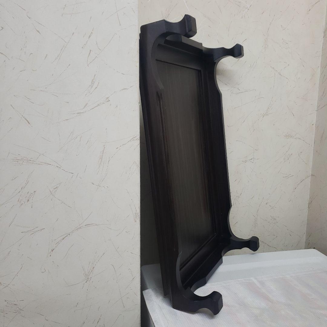 蔵出し特価　黒檀花台 スジ彫花瓶台 D５１×３３×１２cm　こきず訳有り箱付き