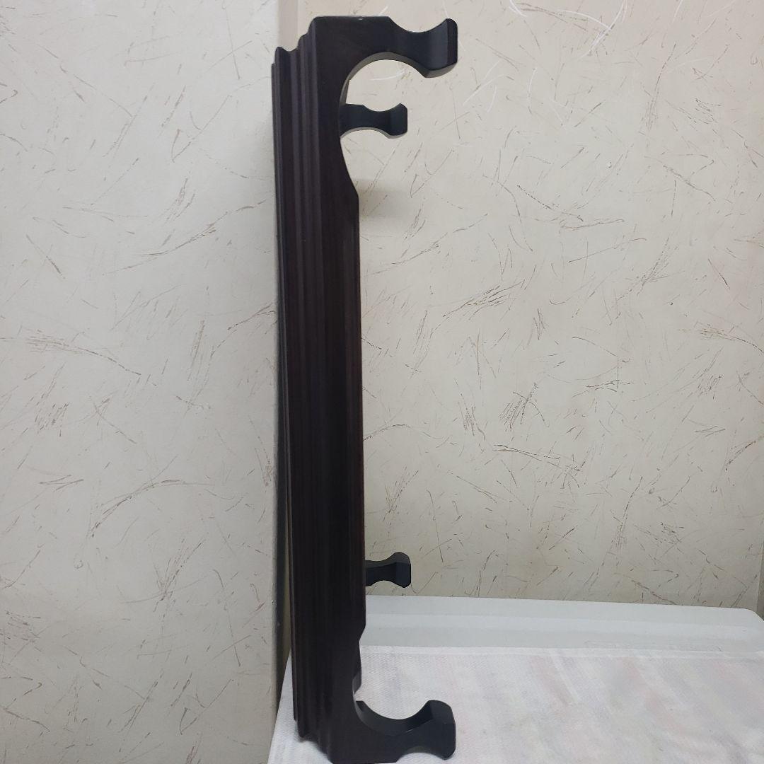 蔵出し特価　黒檀花台 スジ彫花瓶台 D５１×３３×１２cm　こきず訳有り箱付き