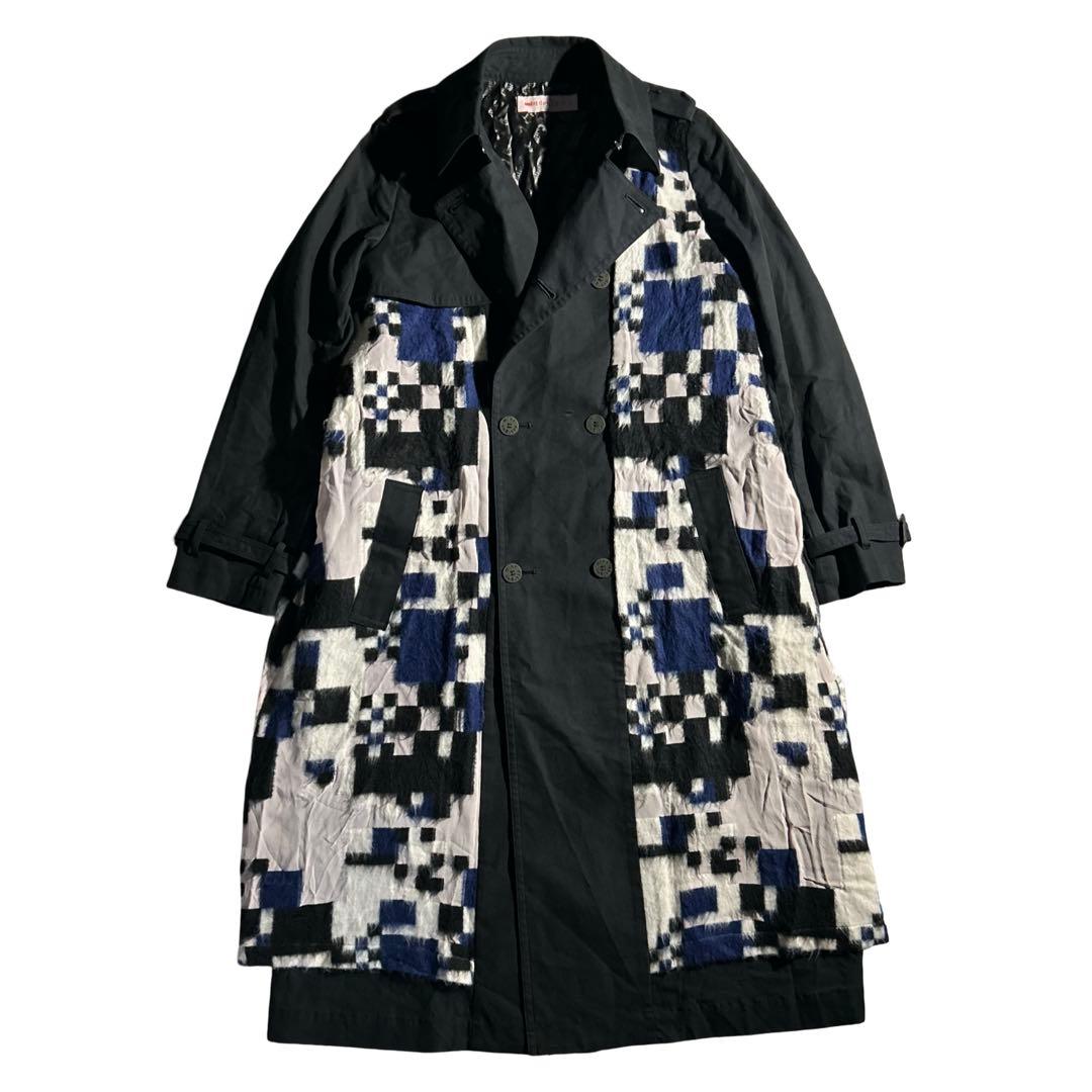 10s mint designs ウール立体ブロック柄トレンチコート