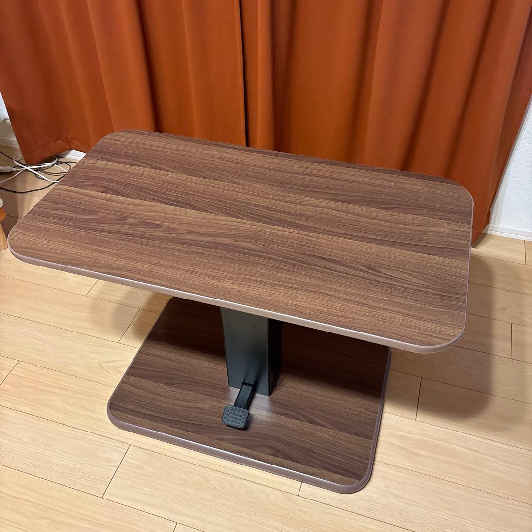 昇降式テーブル ダイニングテーブル 90×50ブラウン　モダンデコ