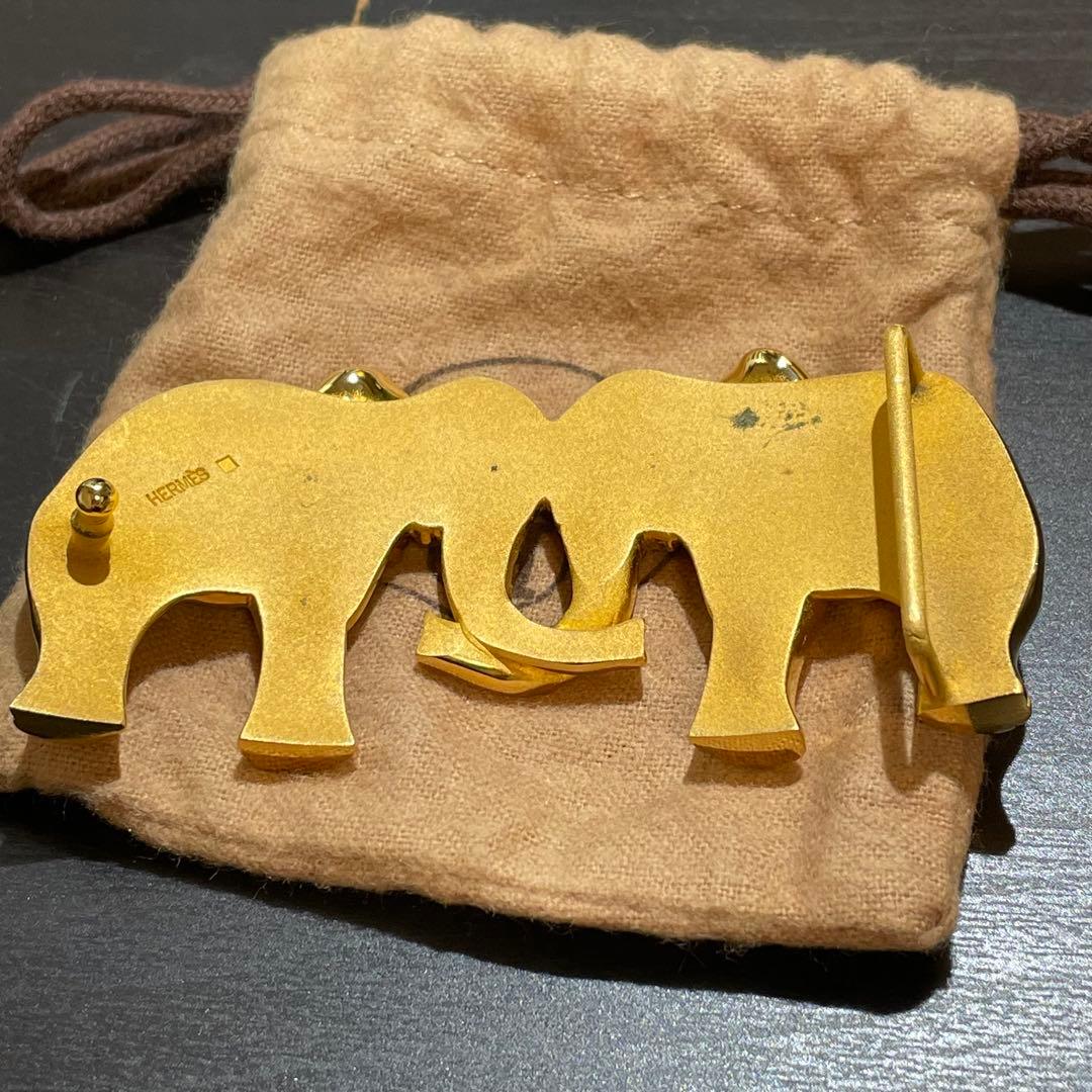 エルメス HERMES エレファント 象デザイン 金色バックル 希少