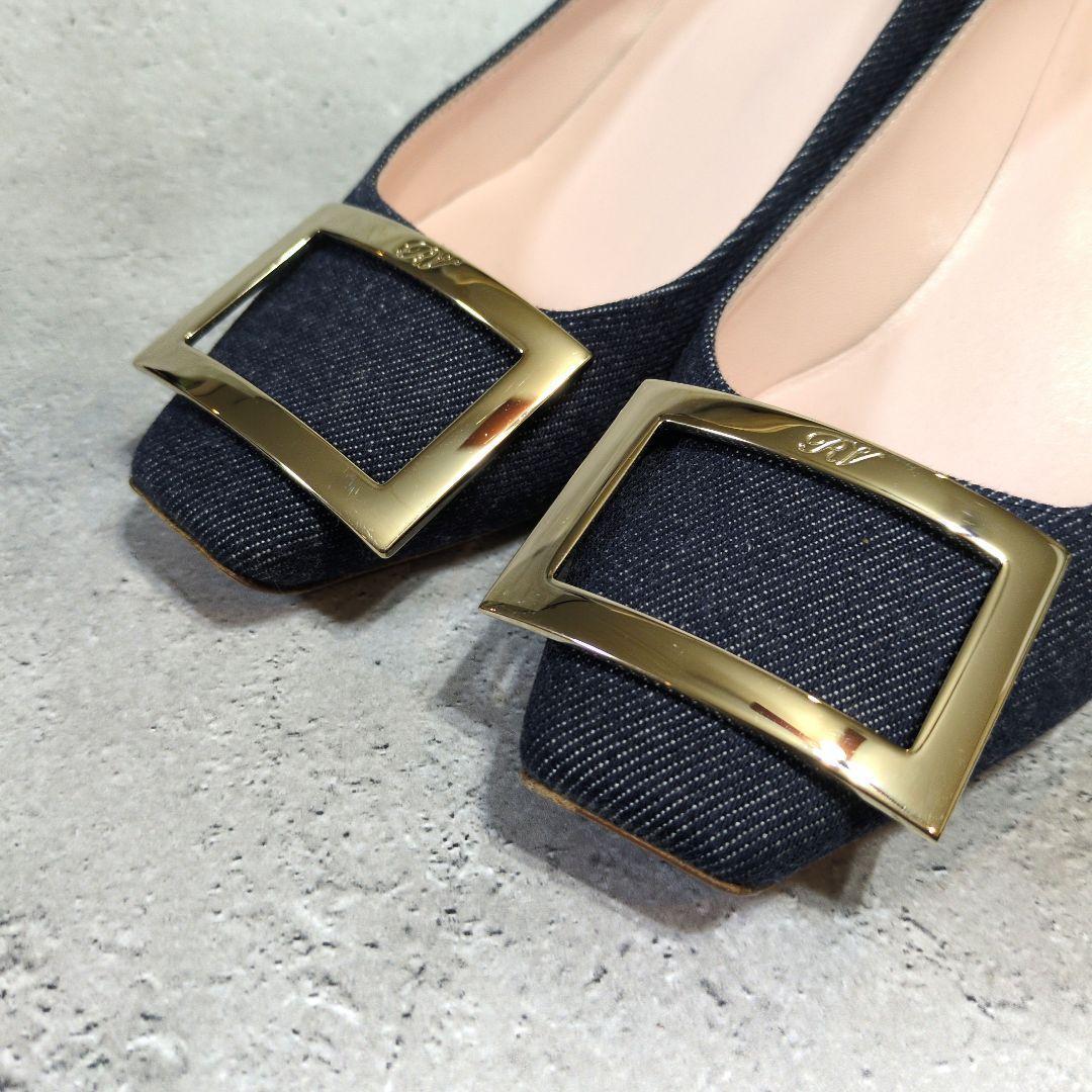 Roger Vivier ロジェヴィヴィエ ゴールド四角バックルパンプス23.5