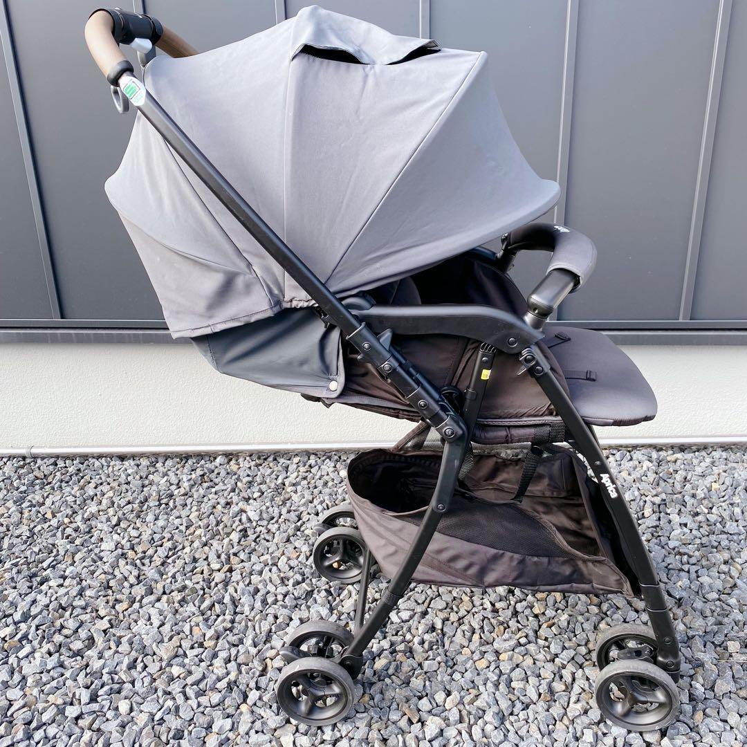 【クリーニング済】アップリカ カルーンエアーメッシュAB ベビーカー グレー