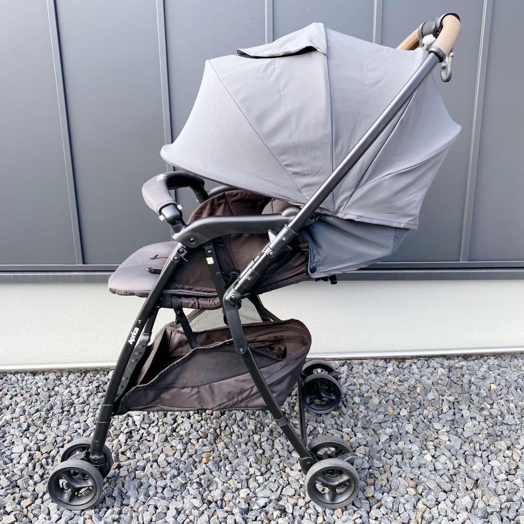 【クリーニング済】アップリカ カルーンエアーメッシュAB ベビーカー グレー