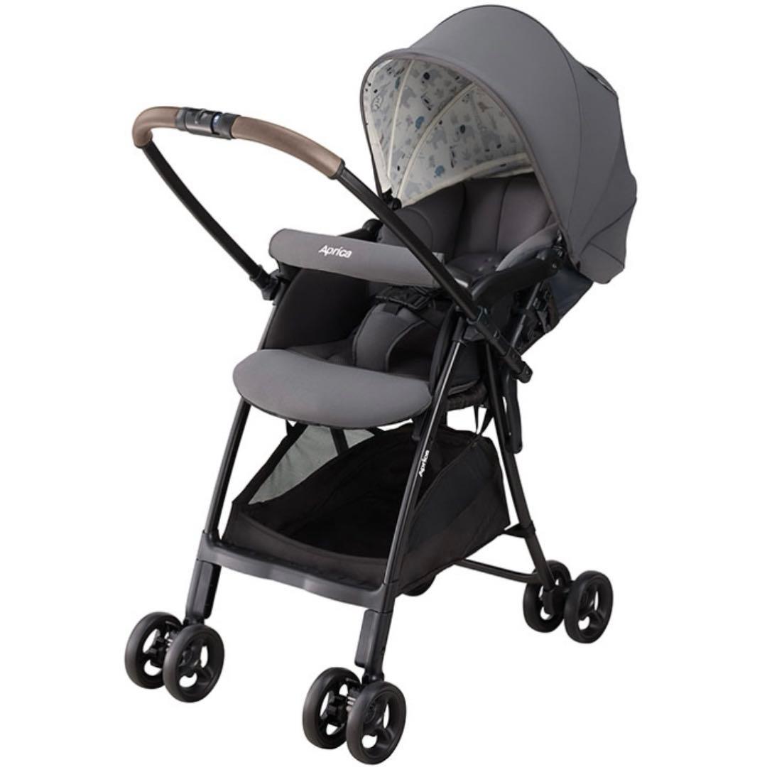 【クリーニング済】アップリカ カルーンエアーメッシュAB ベビーカー グレー