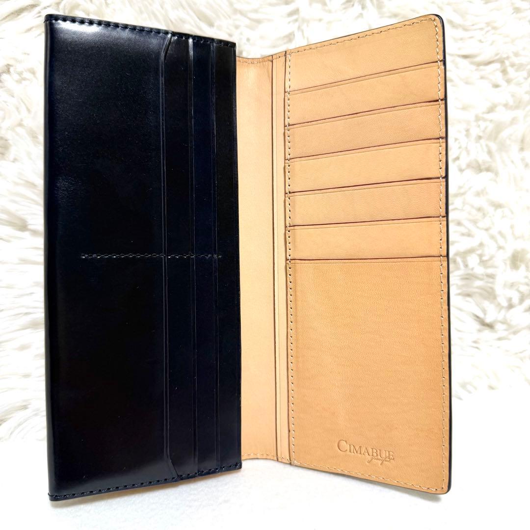 極美品 CIMABUE チマブエ アニリン コードバン 長財布 札入れ ネイビー