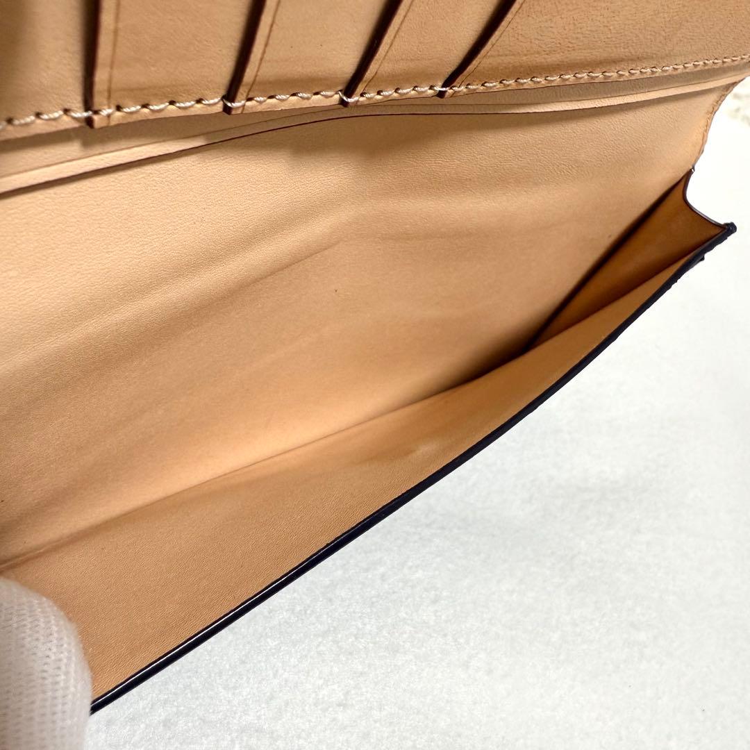 極美品 CIMABUE チマブエ アニリン コードバン 長財布 札入れ ネイビー