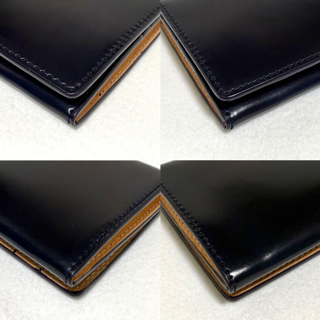 極美品 CIMABUE チマブエ アニリン コードバン 長財布 札入れ ネイビー