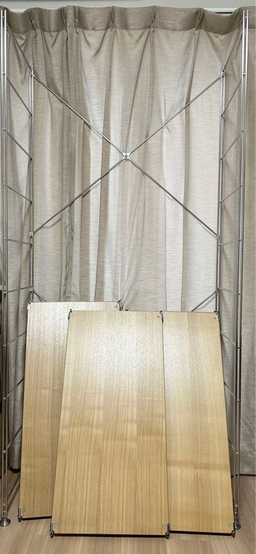無印良品　ステンレスユニットシェルフ　タモ材　ワイド大