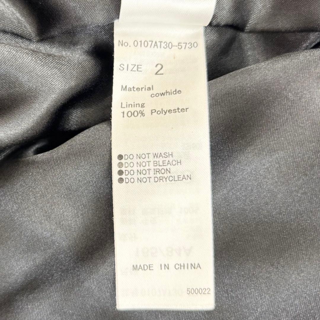 MUSSY ブラック 牛革 ライダースジャケット 黒 ベルト ファスナー 2