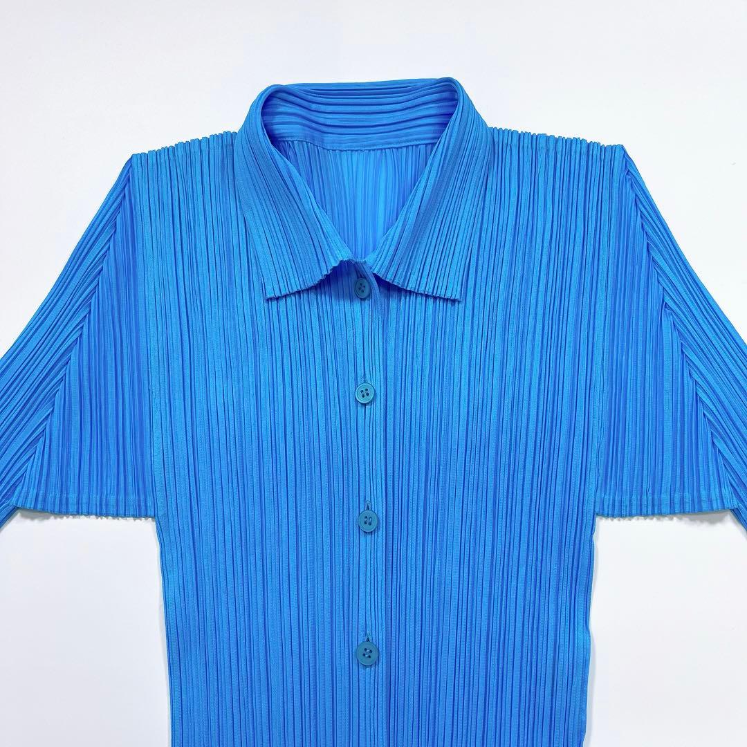 ISSEY MIYAKE PLEATS PLEASE ブラウストップス 水色 L