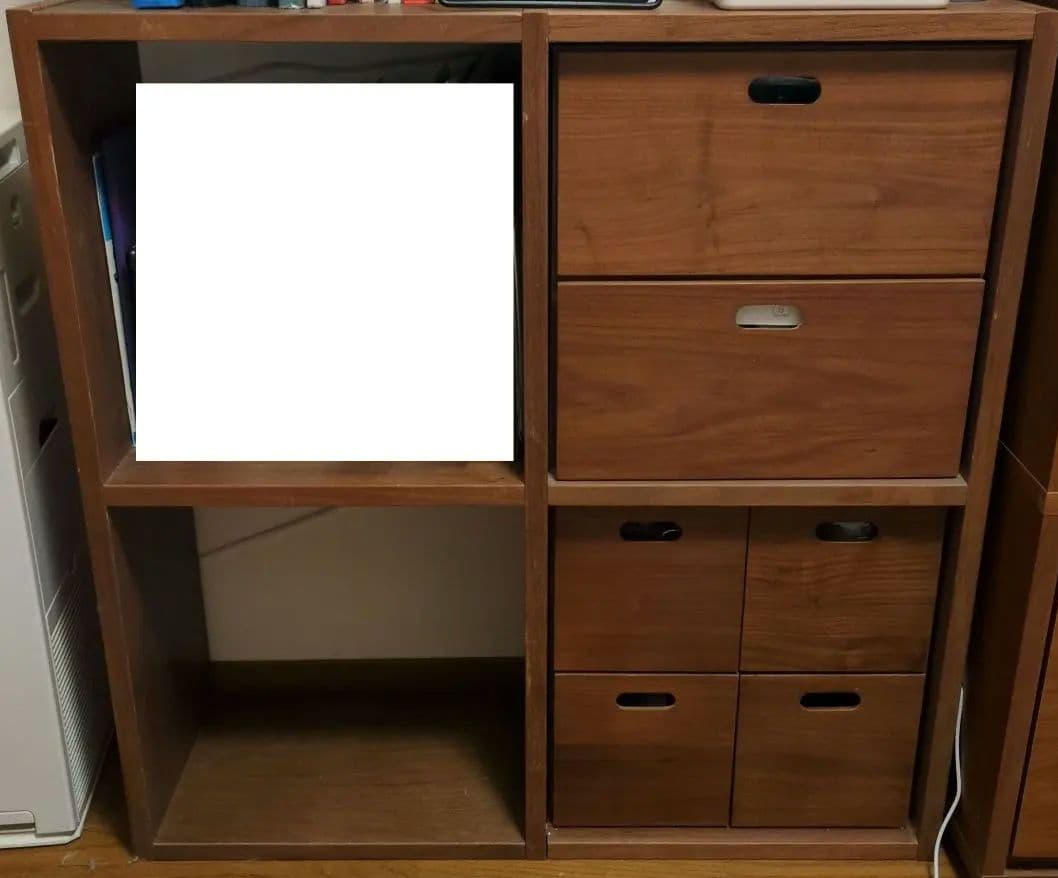 無印良品 キャビネット 2種引き出し付き ウォールナット 約28×80×81cm