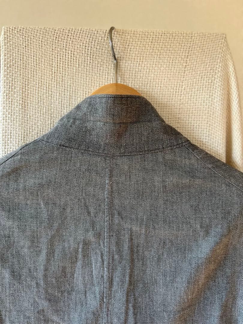 40s 50s フレンチワーク ブラックシャンブレー 平織りアトリエコート