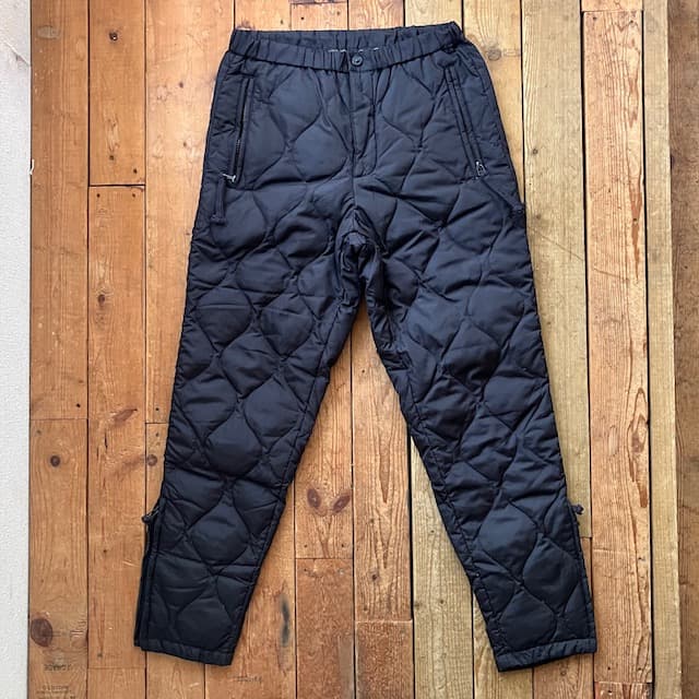 TAION キルティング ダウン パンツ ミリタリーライン ブラック タイオン