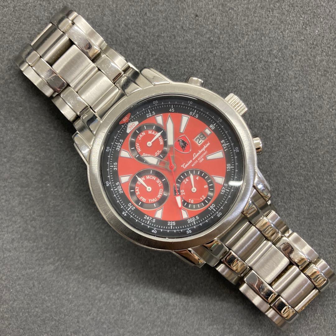 トニーノランボルギーニ 腕時計 レッド／ブラック クロノグラフ