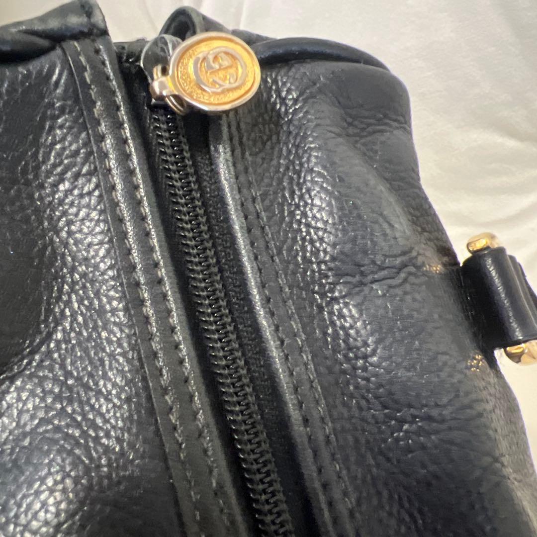 おしゃれ GUCCI オールド グッチ ボストンバック 黒 革 ヴィンテージ