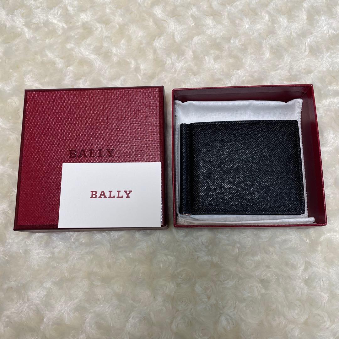 BALLYバリー　新品箱付き　マネークリップウォレット　ブラック無地