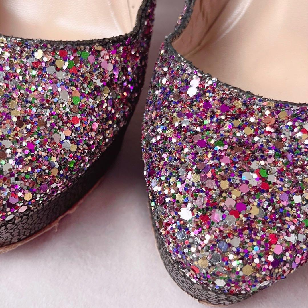 ジミーチュウ ラメ グリッター パンプス ハイヒール ピンク 24cm 37