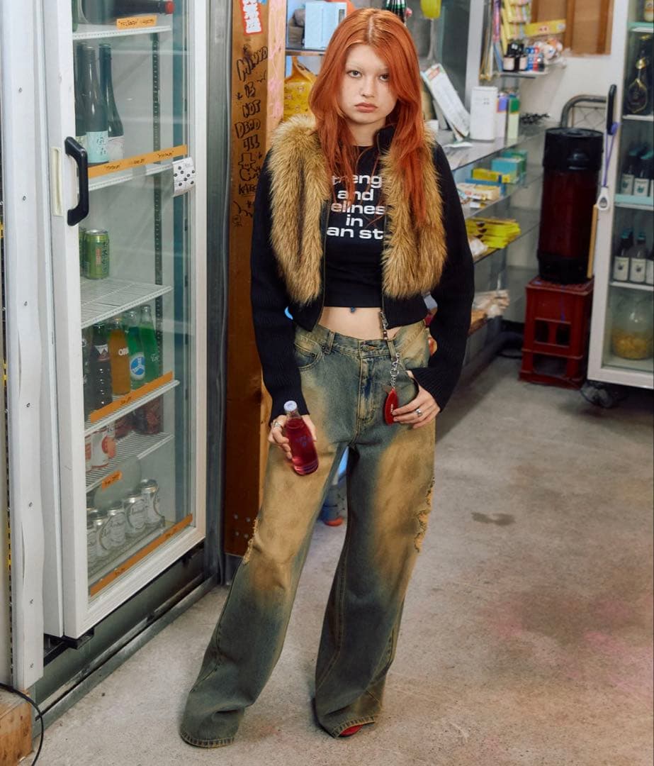 【今週限定早い者勝ち‼️】aclent ダーティクラッシュJ/Wルーズデニムパンツ