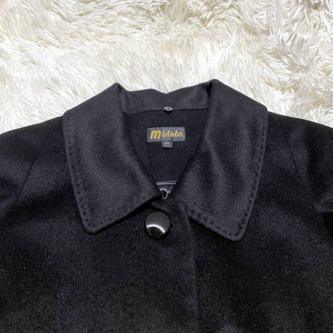 新品未使用カシミヤ100%ファーブルーフォックスブラックロングコート11号