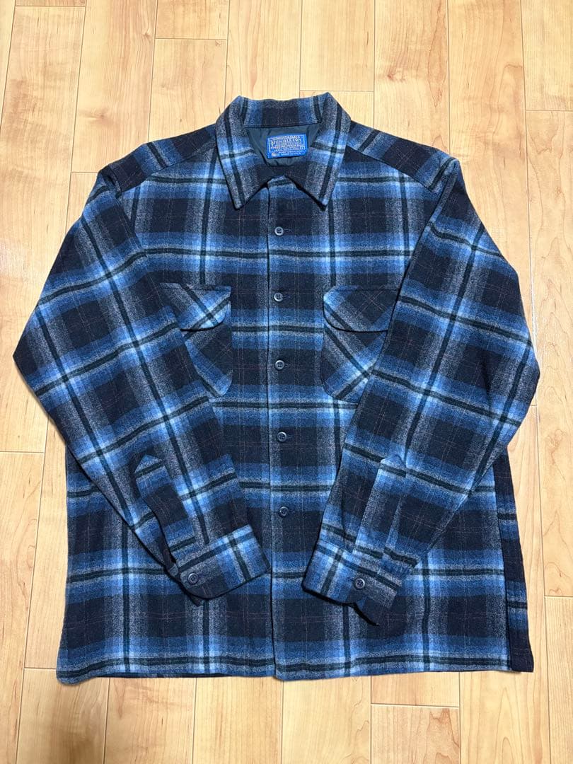 Pendleton ボードシャツ　青オンブレチェック　70s