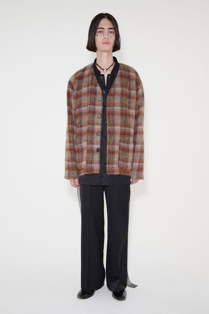 トップス OURLEGACY CARDIGAN Ament Check Mohair 44